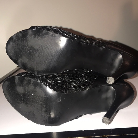 Tall black detailed lace up heels - Picture 7 of 8